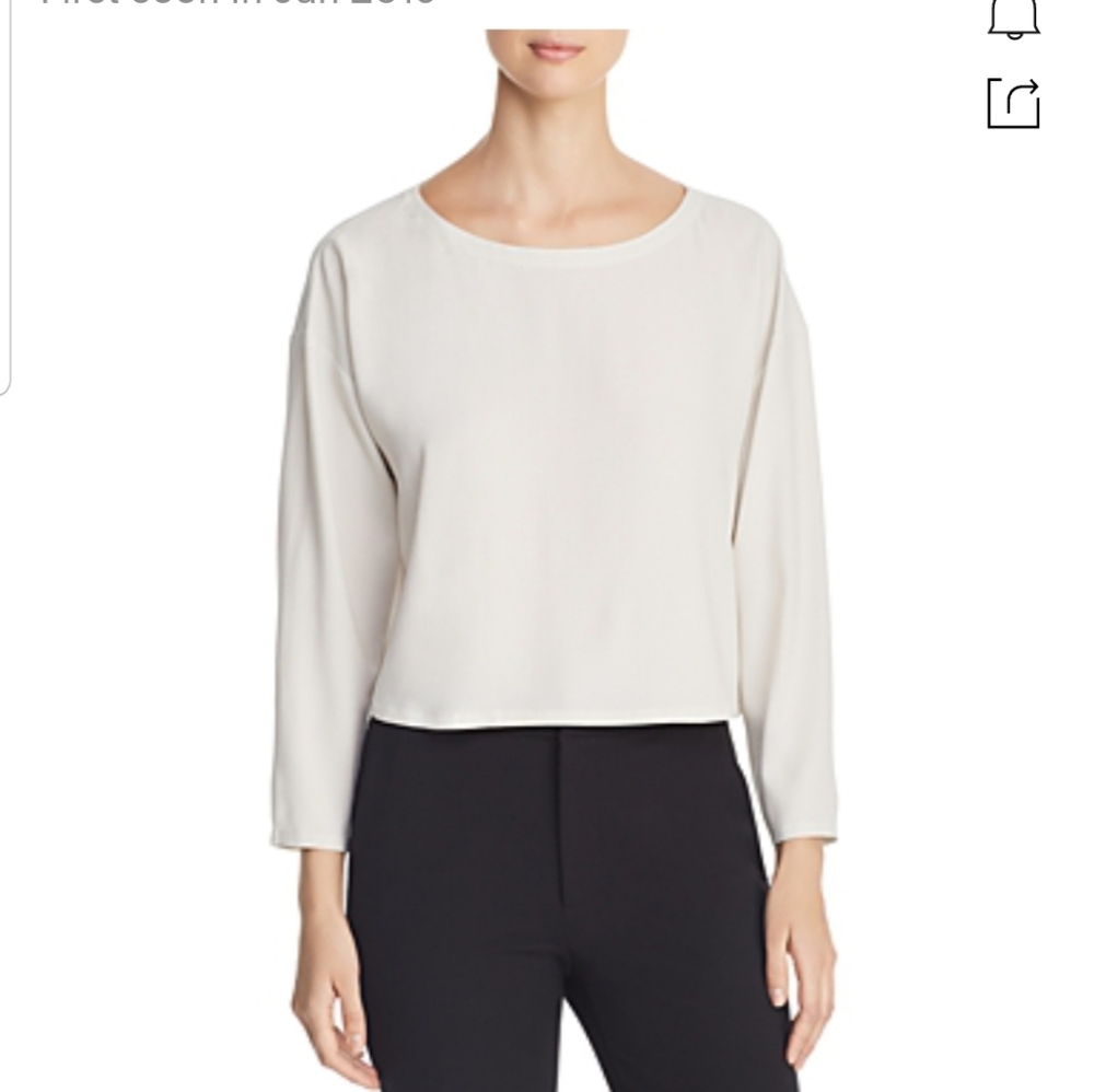 Eileen Fisher Silk Long-Sleeve Top In Bone